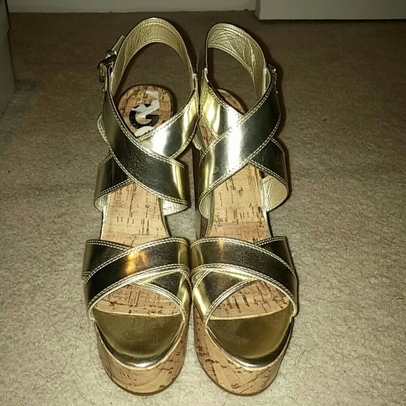 Metallic gold Guess wedges