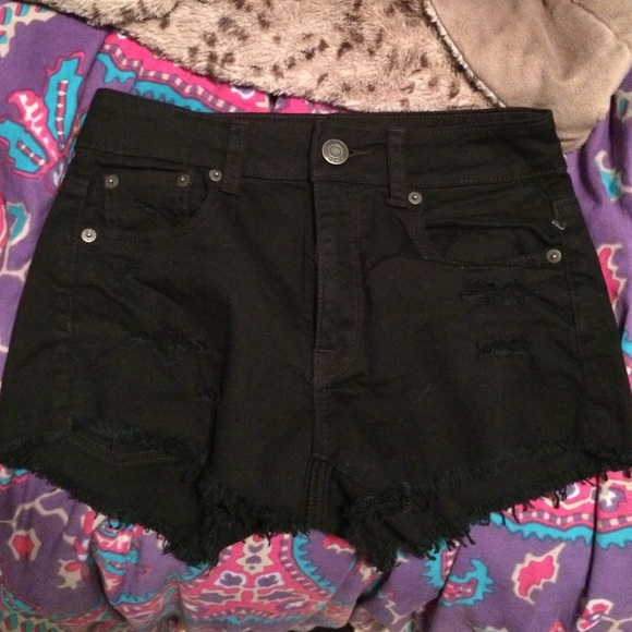ae black high wasted shorts