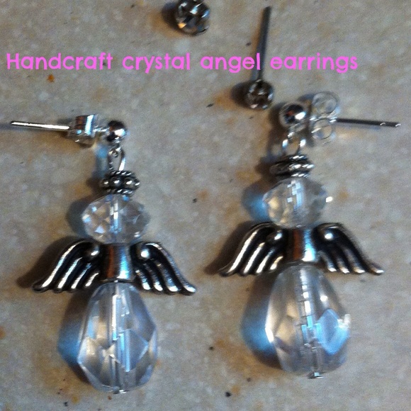 Cut crystal angel earrings