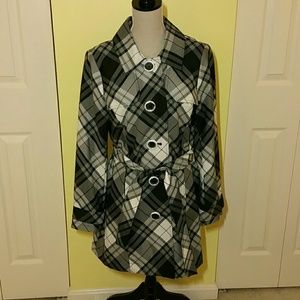 Axcess Plaid rain/trench coat SZ L