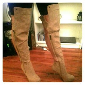 Over the knee tan boot heals