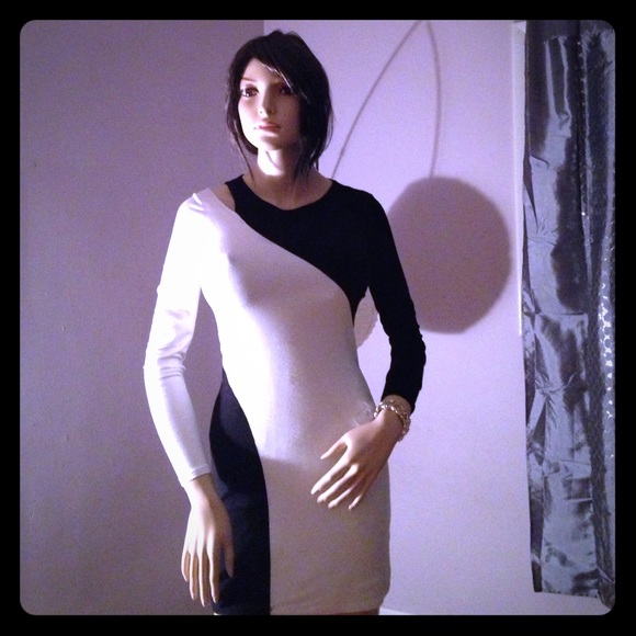 Black and White color blocked Smart and Sexy Dress