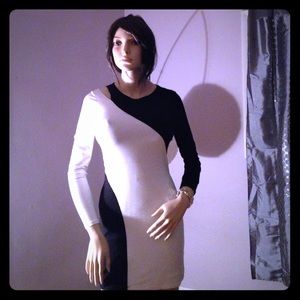 Black and White color blocked Smart and Sexy Dress