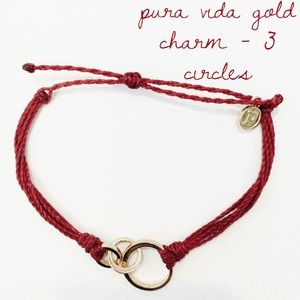 Pura Vida Gold Charm Bracelet 3 Circles Red