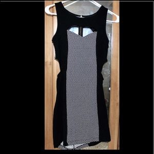 Black and Polkadot Cutout Mini-Dress