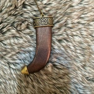 Wooden horn necklace