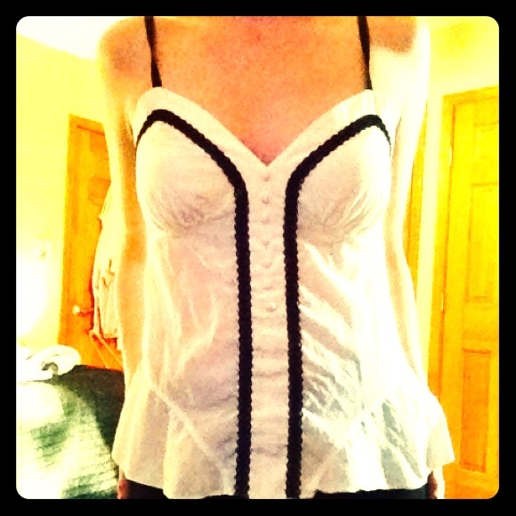Sexy White & Black Lace Tank