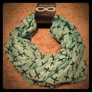 Mint Infinity Scarf with all over cross print