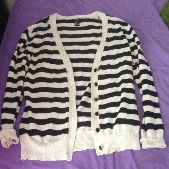 Light Tan and Black Striped Cardigan