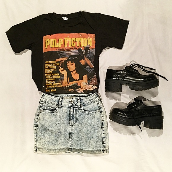 Acid wash denim mini skirt