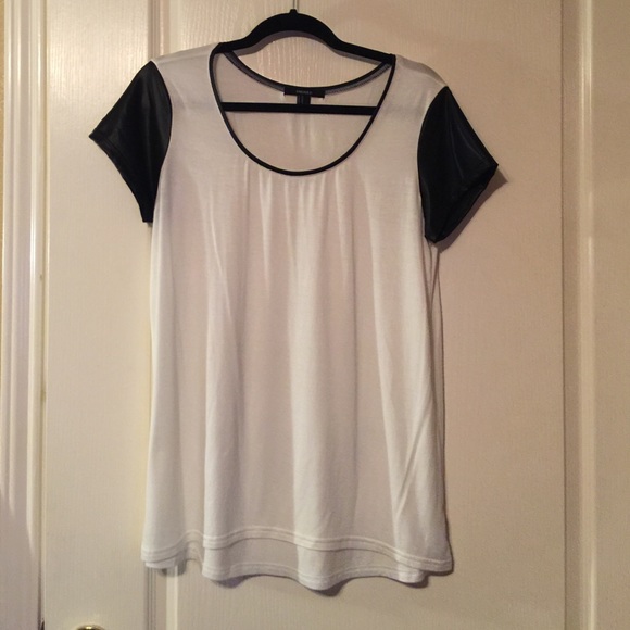 Faux leather sleeves