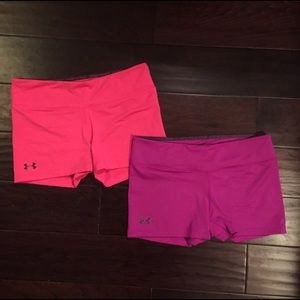 Hot pink & purple Under Armour spandex shorts