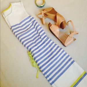 LOFT white striped dress