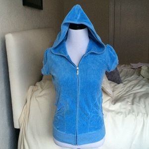 Juicy Couture Light Blue Medium Velour Zip Hoodie