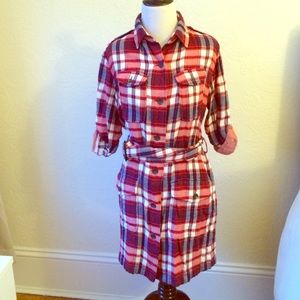 Rag & Bone Red Black Flannel Shirt Dress