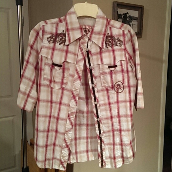 3/4 plaid top