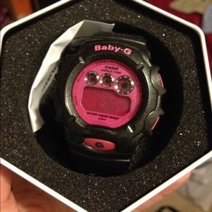 Pink and black baby g shock