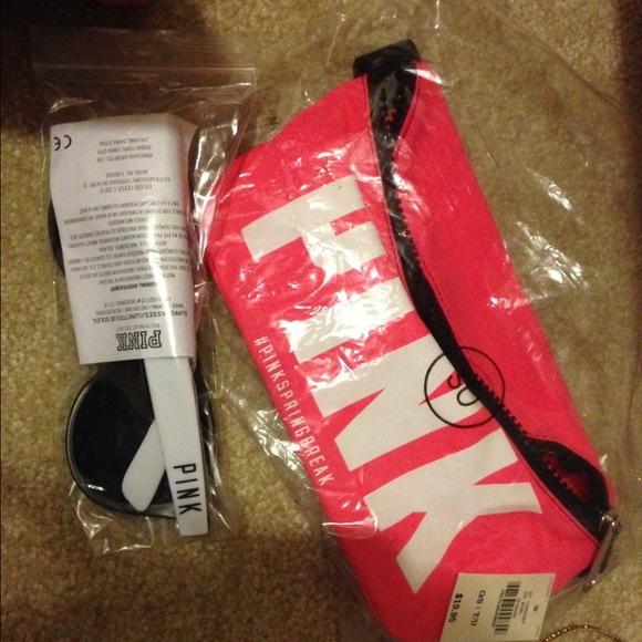 Never opened pink fanny pack and glasses