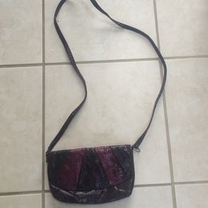 Purple faux snake skin purse