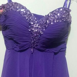 Floor length, purple ball gown