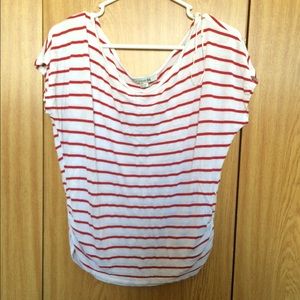 Striped wide shoulder top