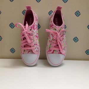 GUESS Pink Floral Sneakers Sz 6