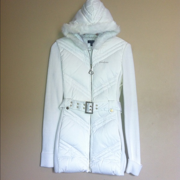 💕bebe💕 NWT white hooded jacket