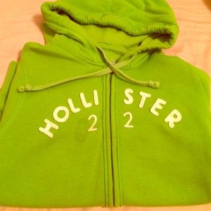 Green Hollister zip up hoodie