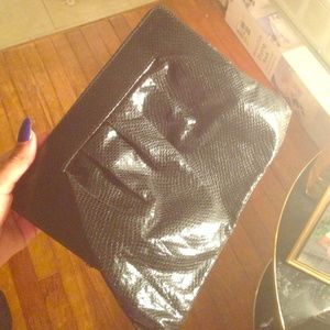 Black faux leather clutch