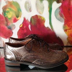 New Lucky Brand Snake Metallic Bronze Oxfords