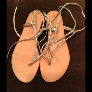 BCBG Gold Leather Sandals, 35