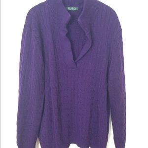 Lauren by Ralph Lauren purple v-neck sweater.