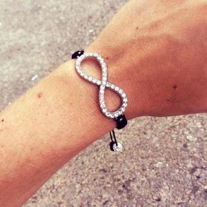 Black & Crystal Infinity Adjustable Bracelet