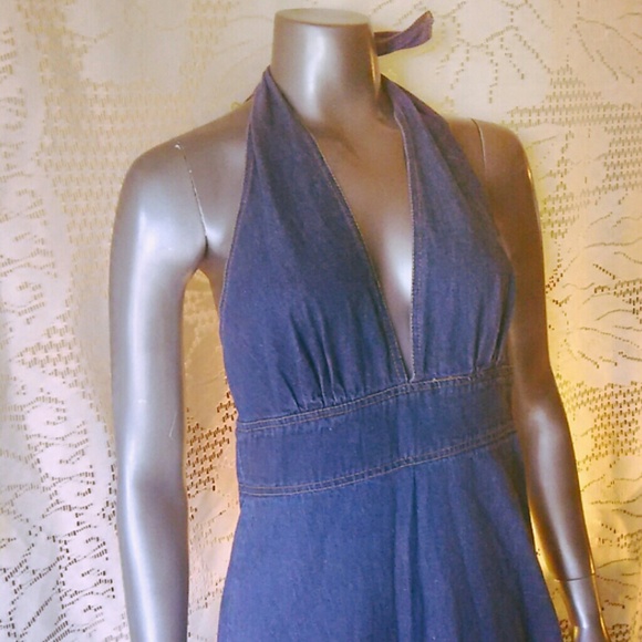 Denim Maxi Halter Dress