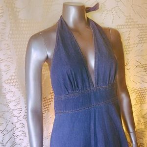 Denim Maxi Halter Dress