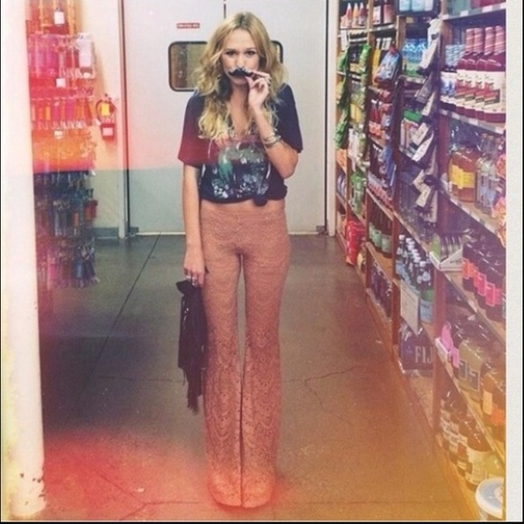 Sold Rare Free People Nightcap Lace Bell Bottoms