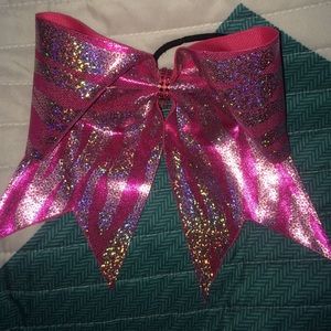 Pink Zebra print cheer bow