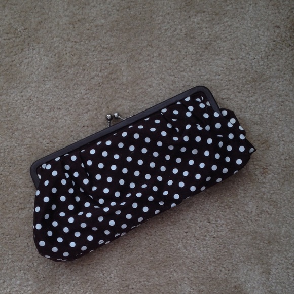 Retro brown polka dot clutch