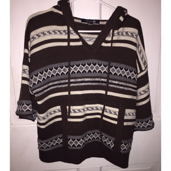 Aztec Poncho Sweater With Hood