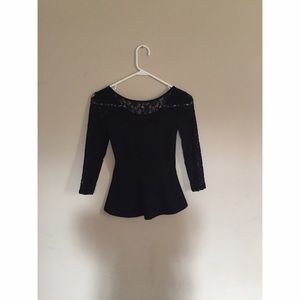 Express Black Lace Peplum Top