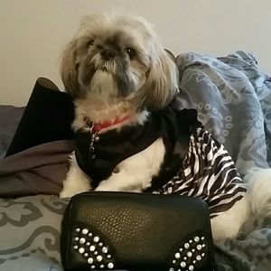 Rhinestone and Stud Black Wallet