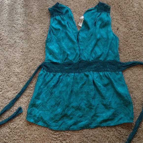 Teal tank with back tie