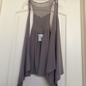 Gray Sleeveless Cardigan