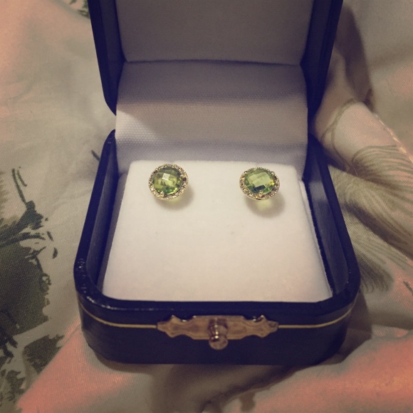 Peridot and diamond earrings