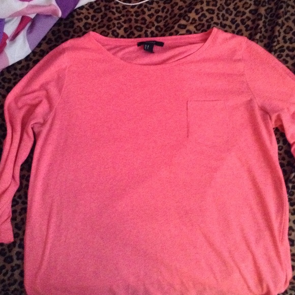 Neon pink high low , three quarter sleeved top
