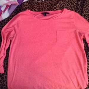 Neon pink high low , three quarter sleeved top