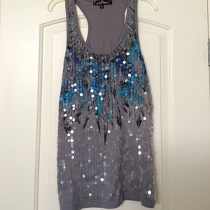Gray Sequin Tank Top