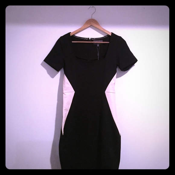 Patterson J Kincaid Black and White leather dress