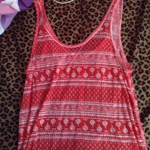 Red and white printed tank top