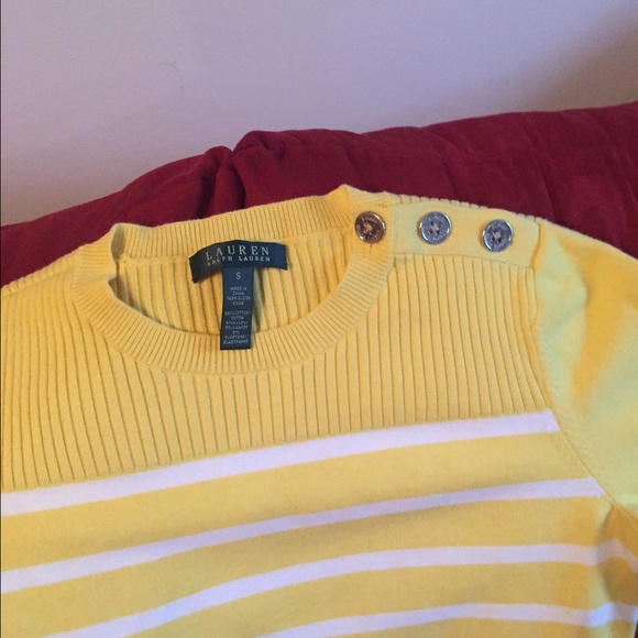 Ralph Lauren Yellow & White Striped Sweater - Picture 2 of 2